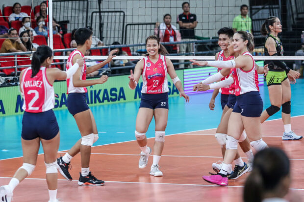 Jema Galanza leads Creamline Cool Smashers' balanced attack against Nxled in the PVL All-Filipino Conference.