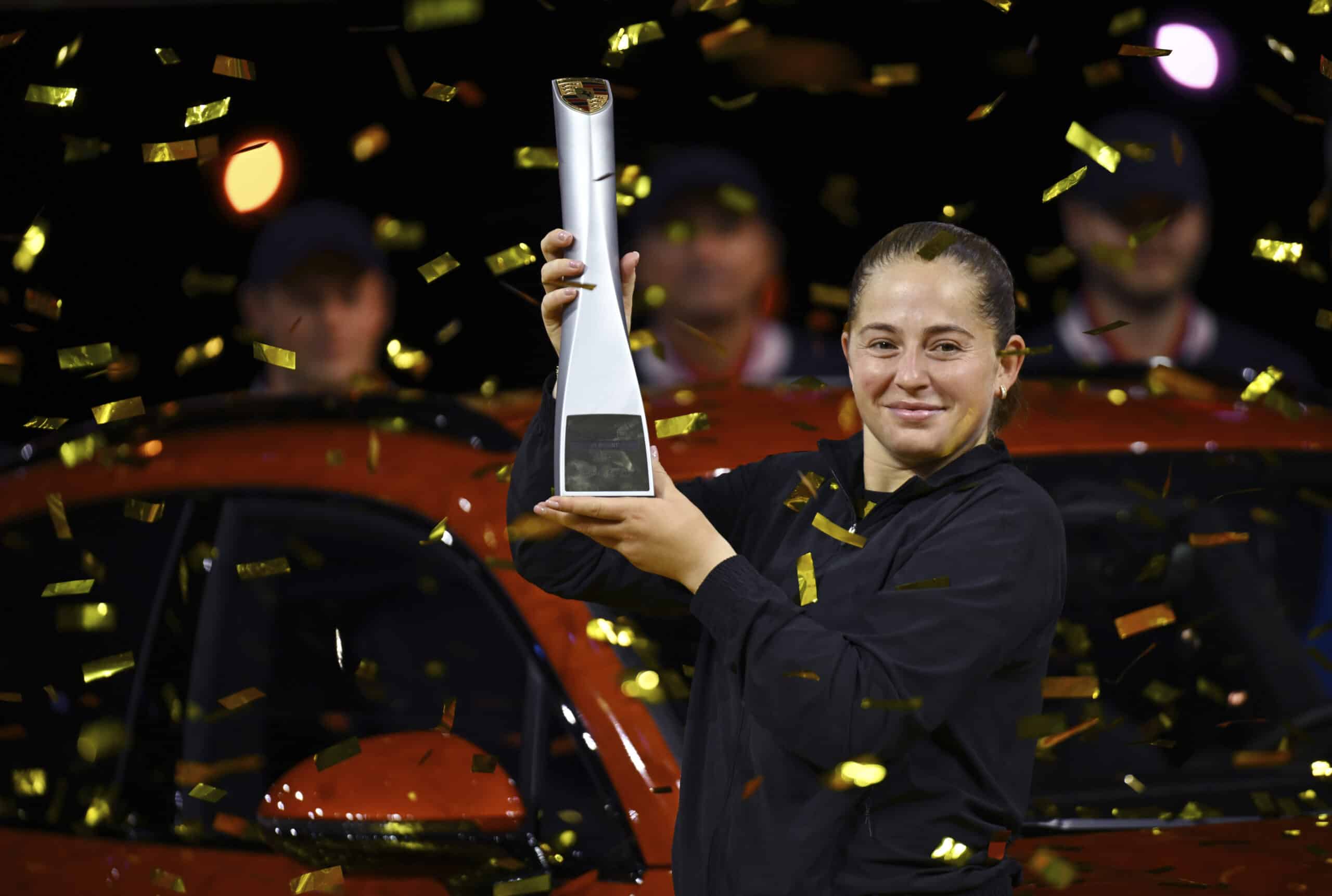 Jelena Ostapenko stunned world number one Aryna Sabalenka in straight sets to win the WTA event in Stuttgart on Monday,