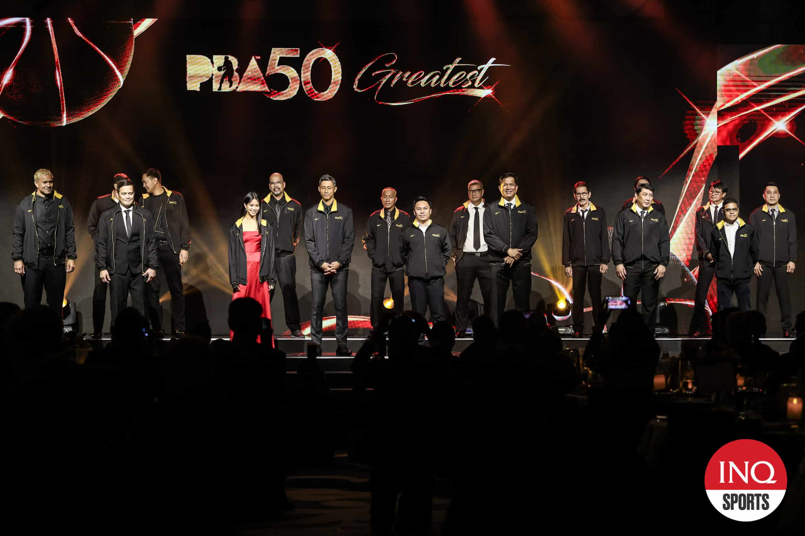 The members of the PBA 40 Greatest List during an anniversary gala on Friday.