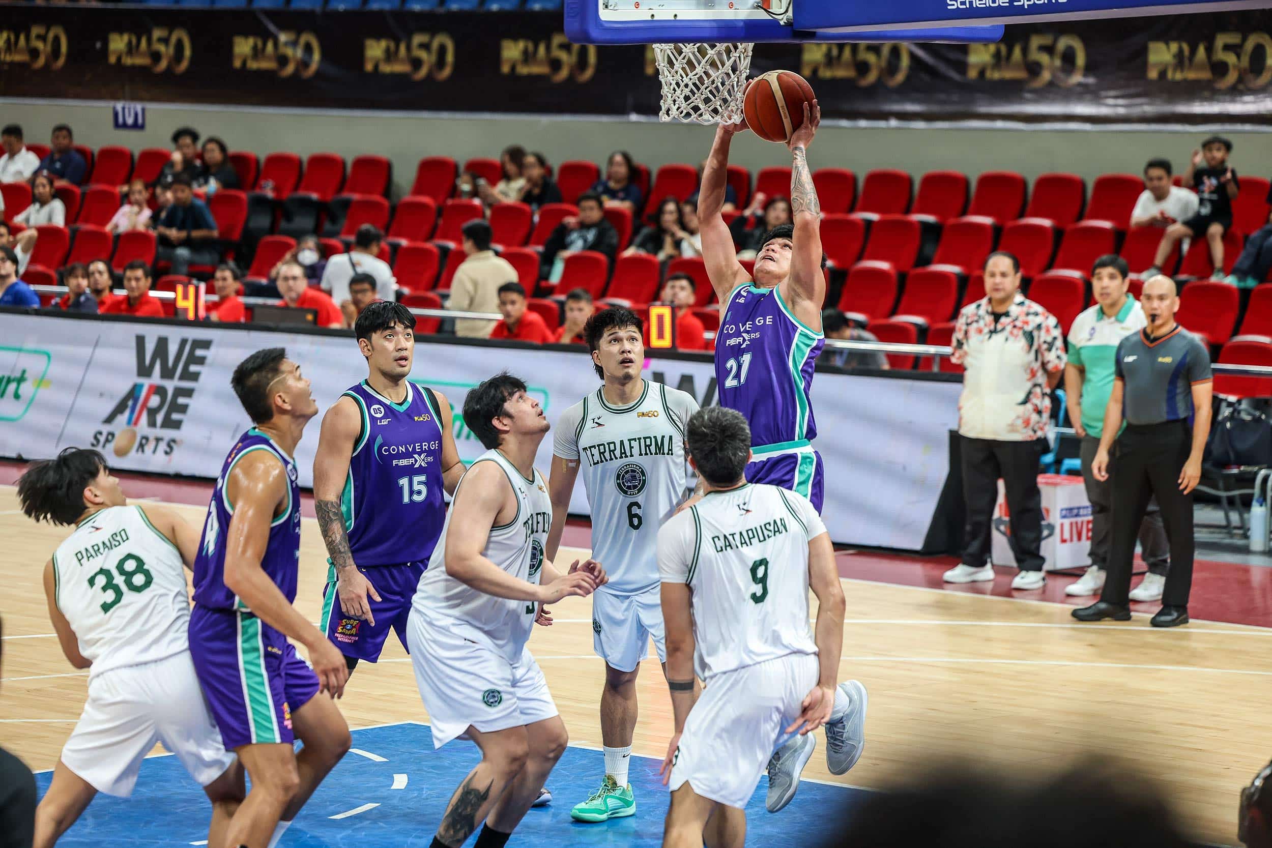 Converge FiberXers' King Caralipio during a PBA Philippine Cup game against Terrafirma Dyip.